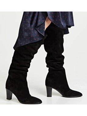New! Vince Casper Knee High Boots Suede Black Size 5 M Made in Italy DD427A